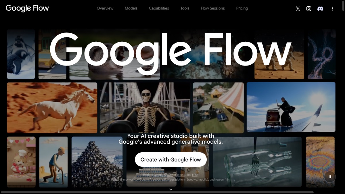 Google Flow landing page, where the ImageFX tool now redirects